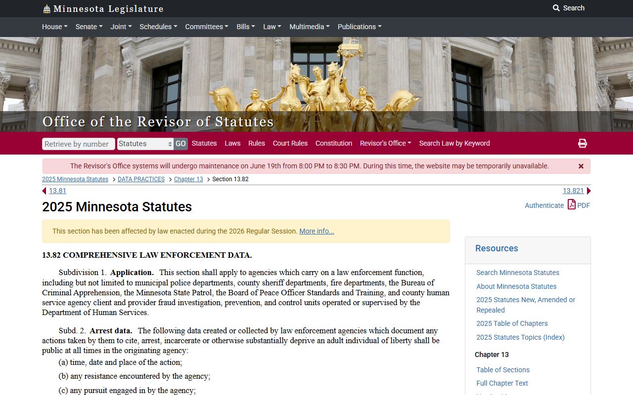 Minnesota statute for Aitkin County jail mugshots and booking photos